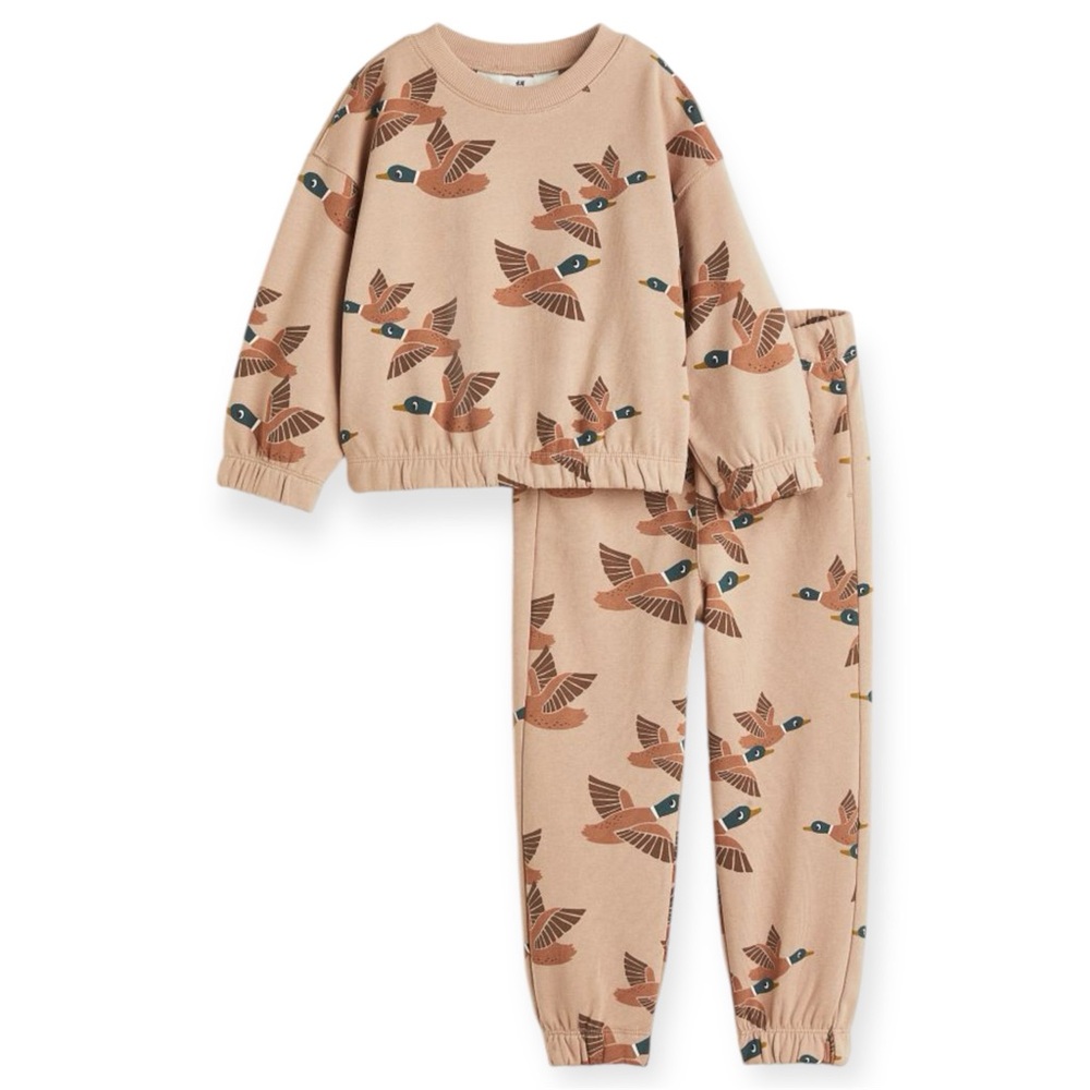 2 Piece Organic Cotton Duck Print Set